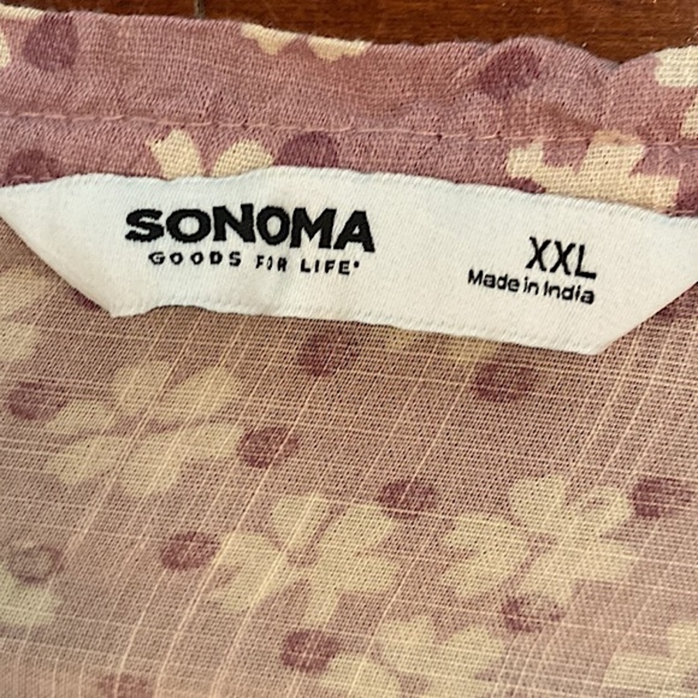 Sonoma Purple Cream Floral Print SZ XXL Soft Girl Romantic Cottagecore Boho Top - Picture 7 of 9
